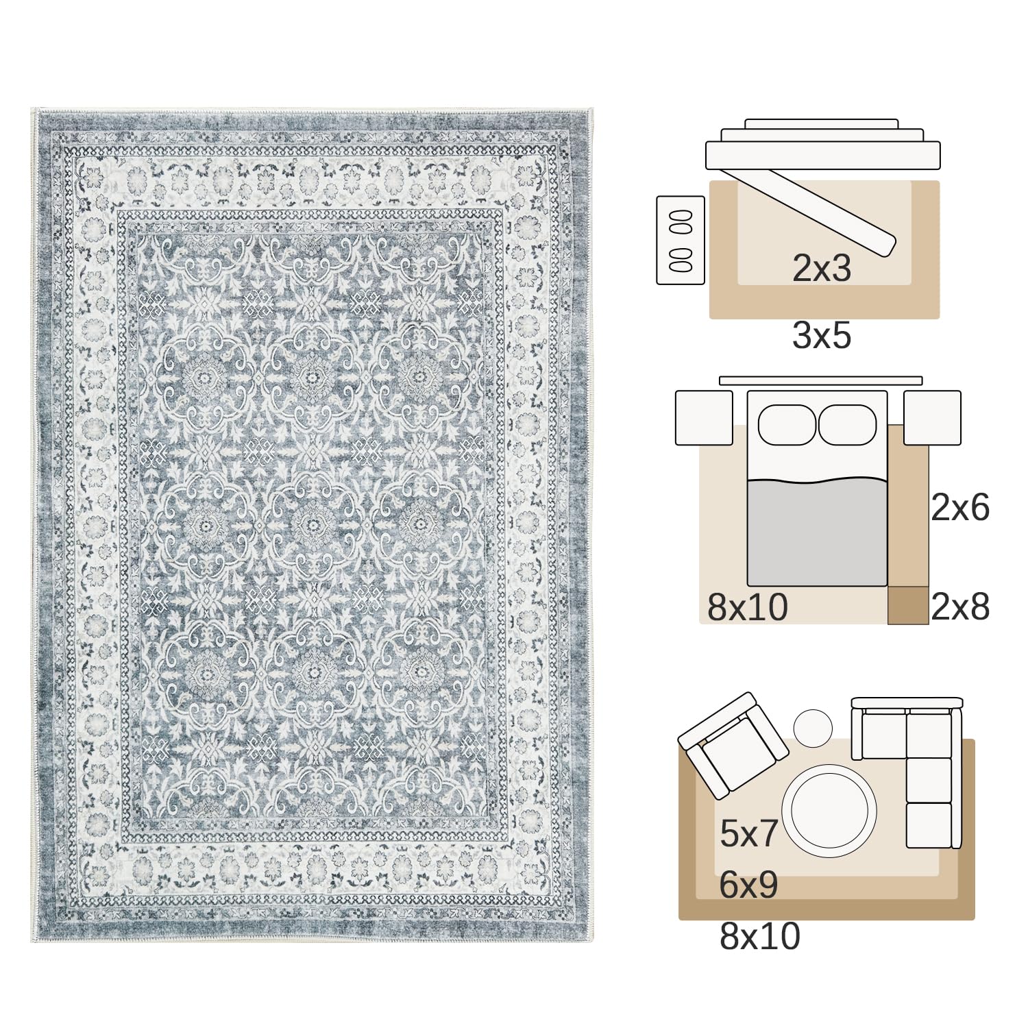 ゆゅ chan Amazon.com: jinchan Floral 2x3 Rugs for Entryway - Machine